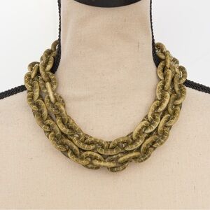Animal print cable link chunky chain link style necklace longer length layering